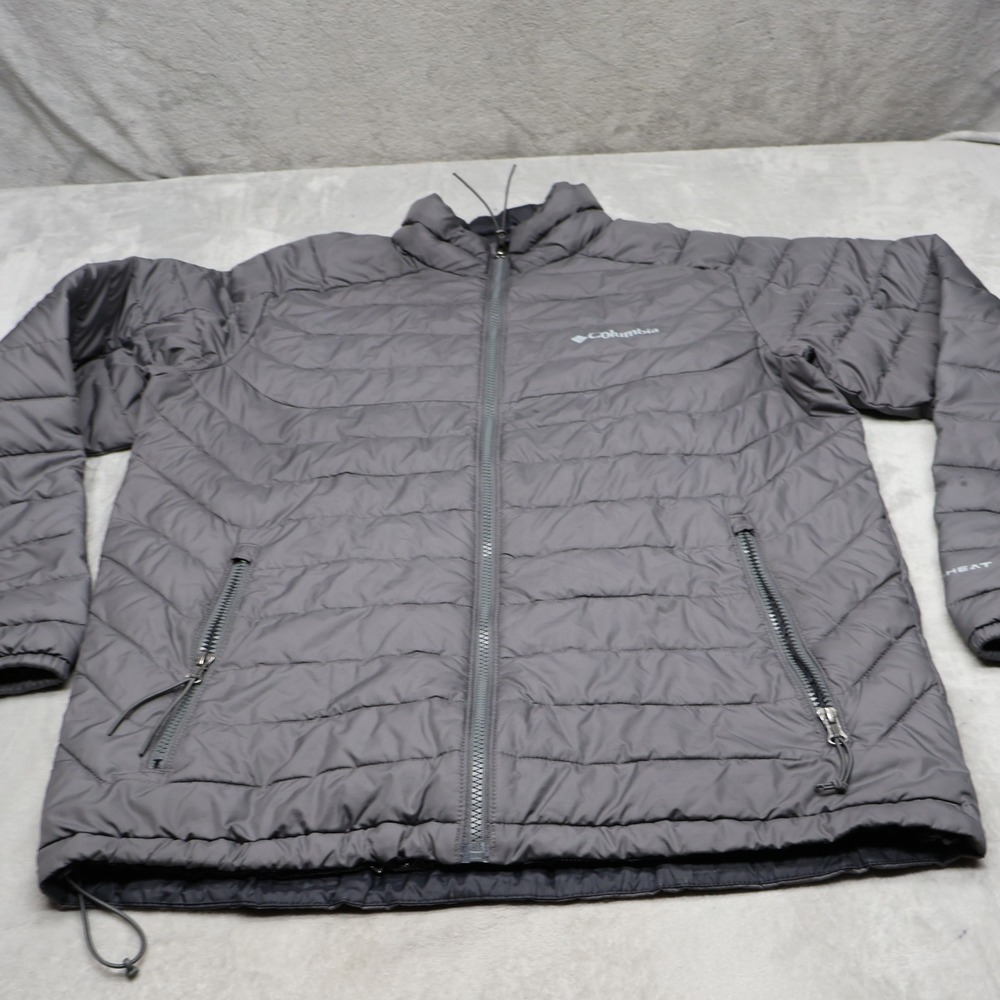 Columbia Jacket Mens Medium Grey Omni-Heat Powder Lite II Quilted Puffer Hiking